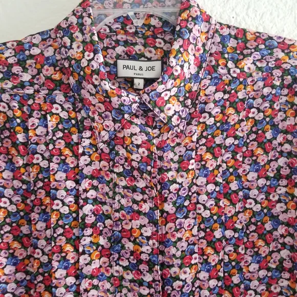 Paul & Joe Floral Button Down Shirt Size M Medium Multicolor Red Pink Bl… - Picture 4 of 9